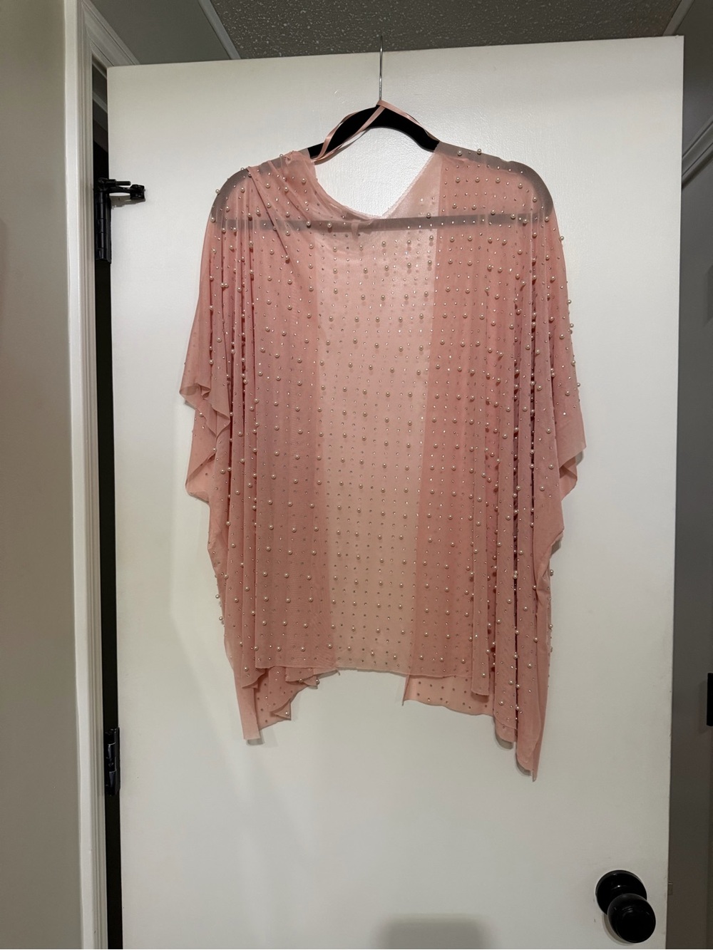 White Birch Embellished Sheer open top with pearls and rhinestones in Dusty Rose